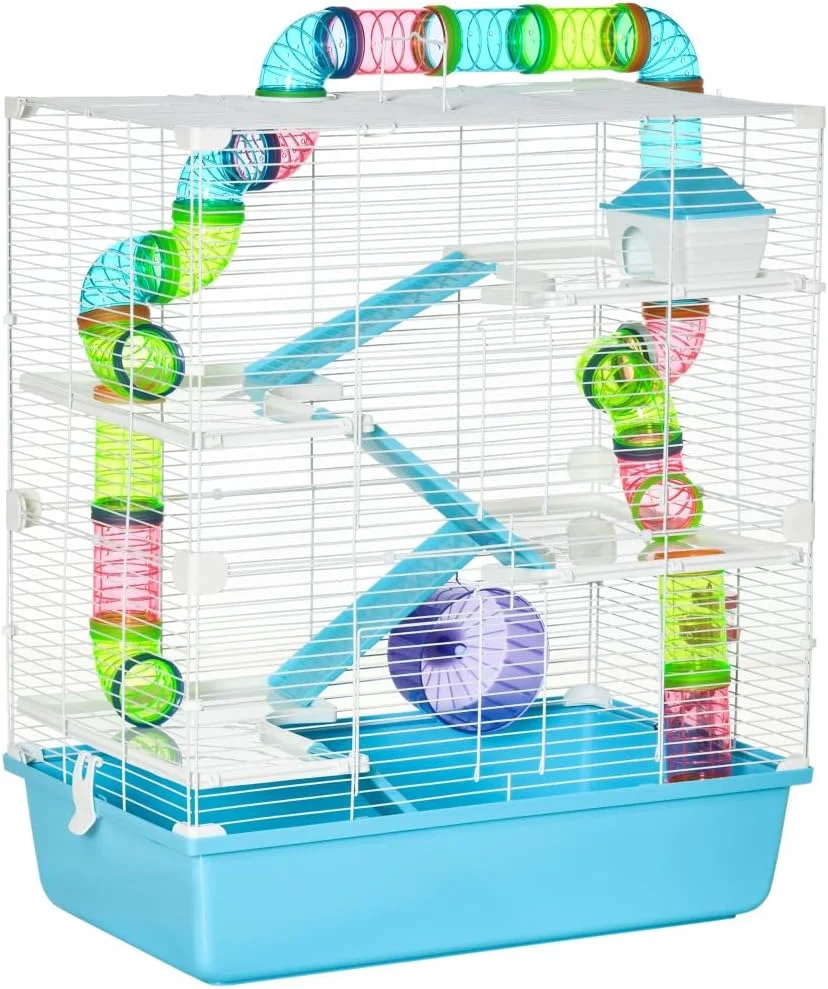 Flexible Small Animal Habitat with Exercise Wheel and Feeding Station Fine