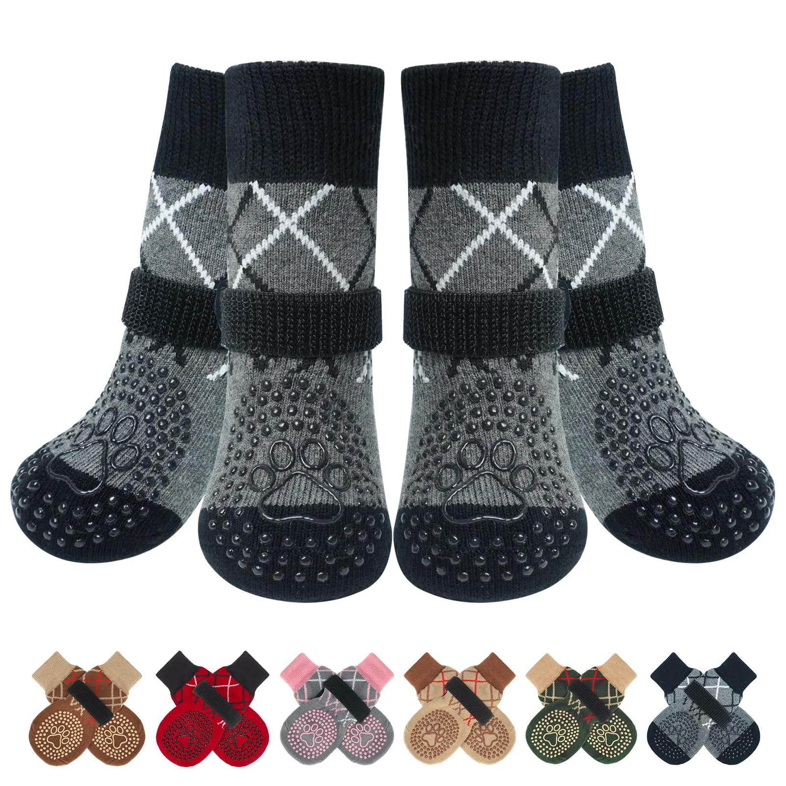Professional BEAUTYZOO 6PCS Dog Socks – Anti-Slip Paw Protectors for Small to Large Dogs Lightweight