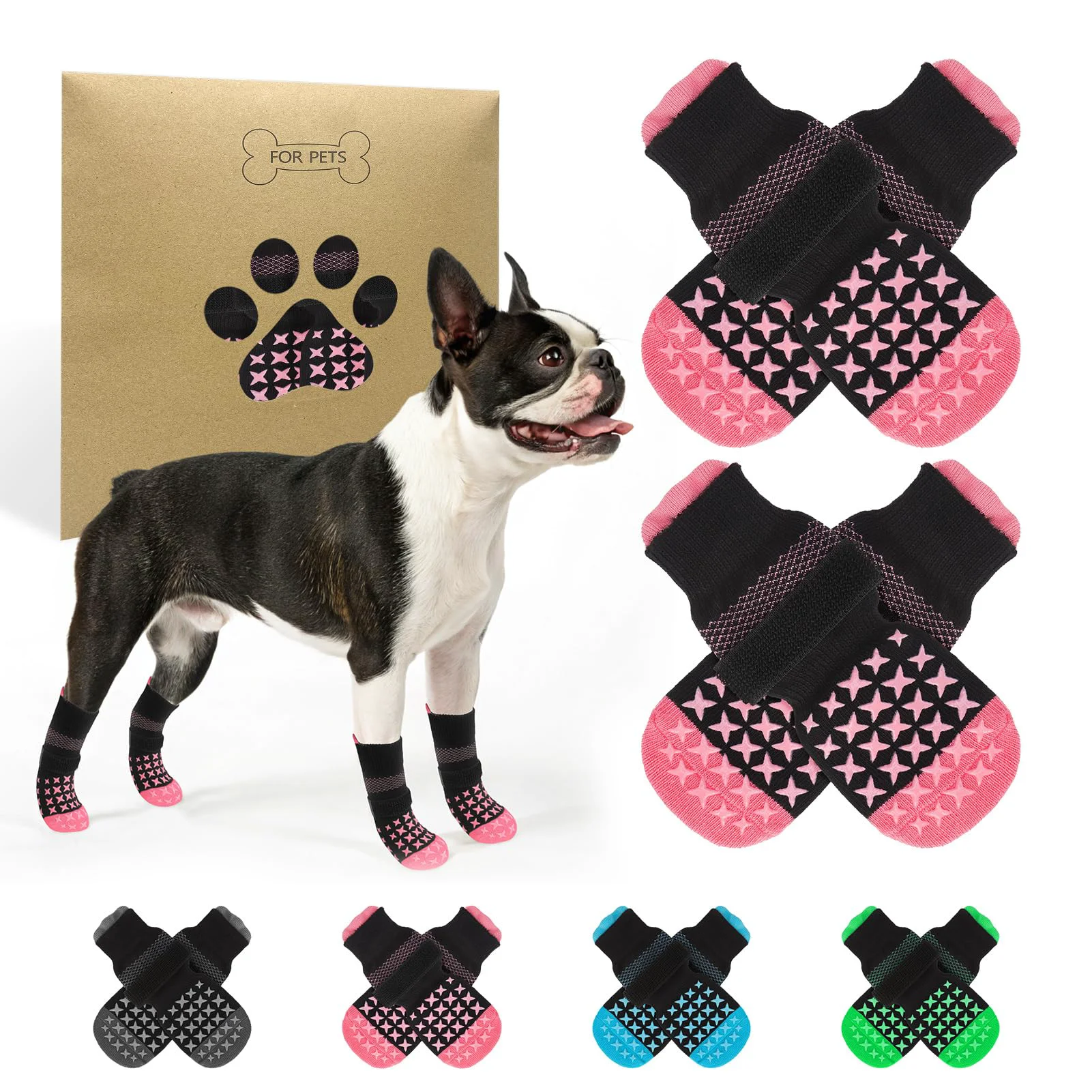 Exceptional SCENE Anti-Slip Dog Socks Pink S — Traction Paw Protection Licking Prevention Excellent
