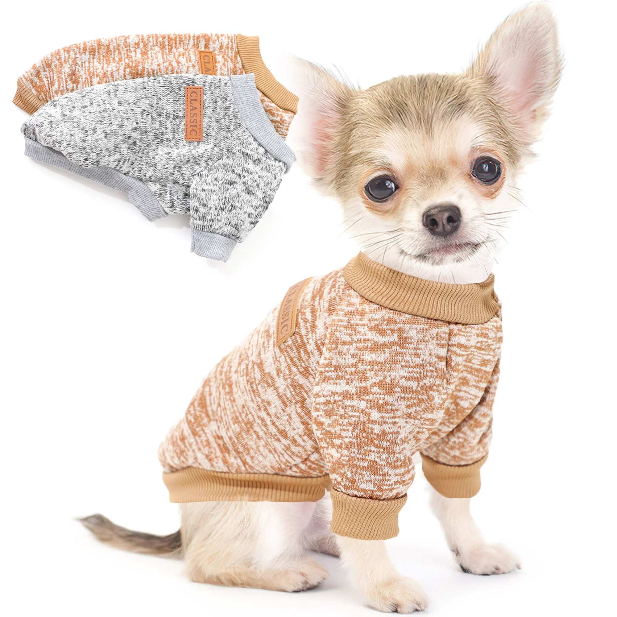 Selected 2 Pieces Dog Sweaters for Small Dogs – Winter Fleece Knit Set for Yorkie Chihuahua Pug Modern