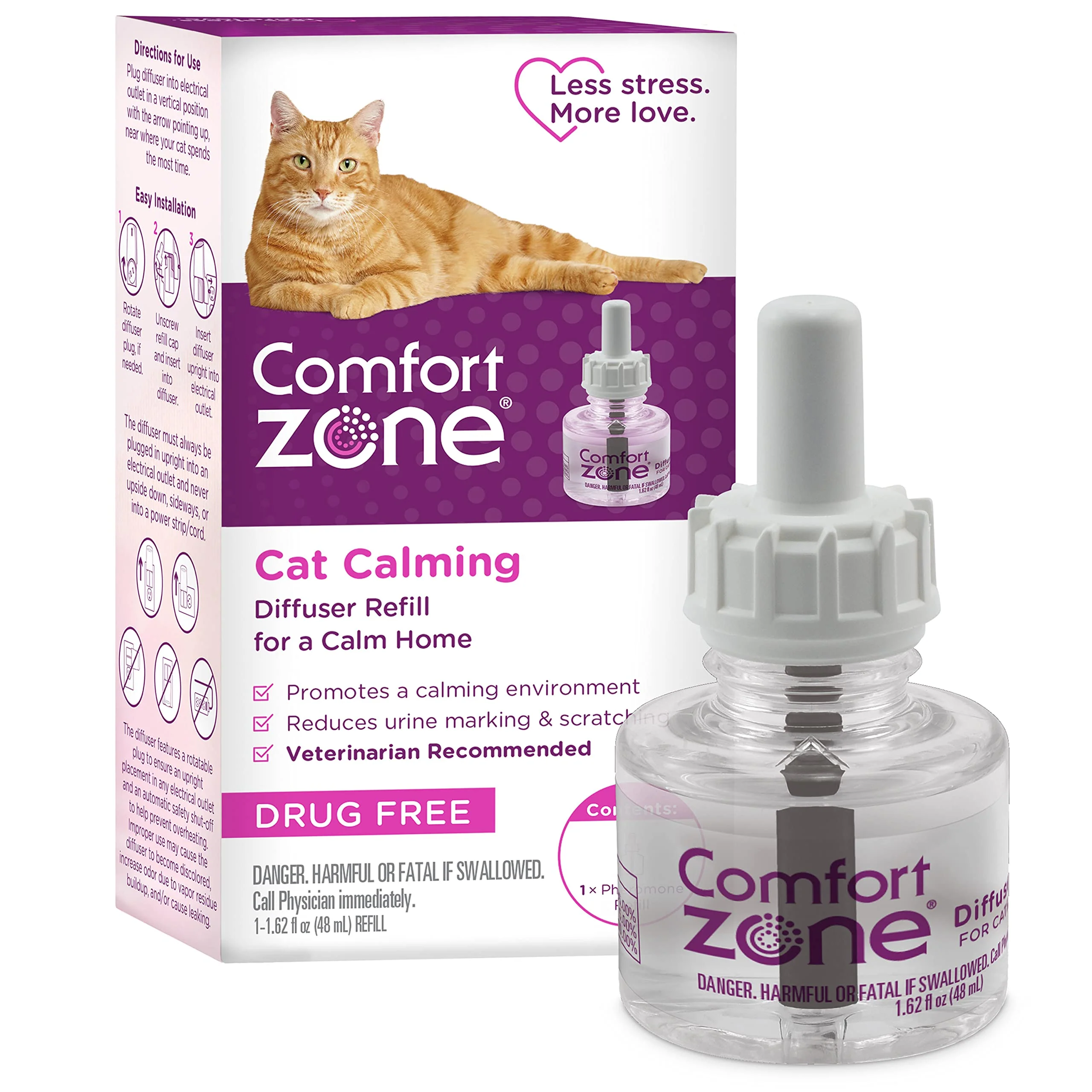 Innovative Comfort Zone 1 Pack Cat Calming Diffuser Refills — 30-Day Pheromone Calm for Cats Advanced