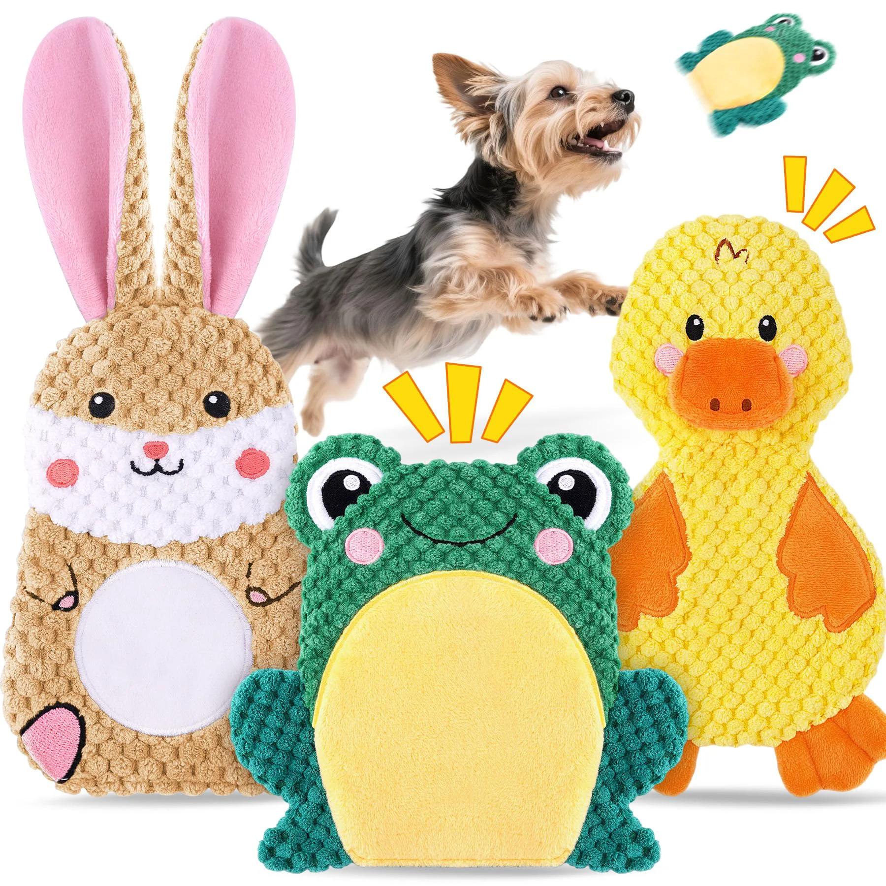 Quality XIUGOAL 3-Pack No-Stuffing Interactive Dog Toys for Small Medium Breeds Flexible