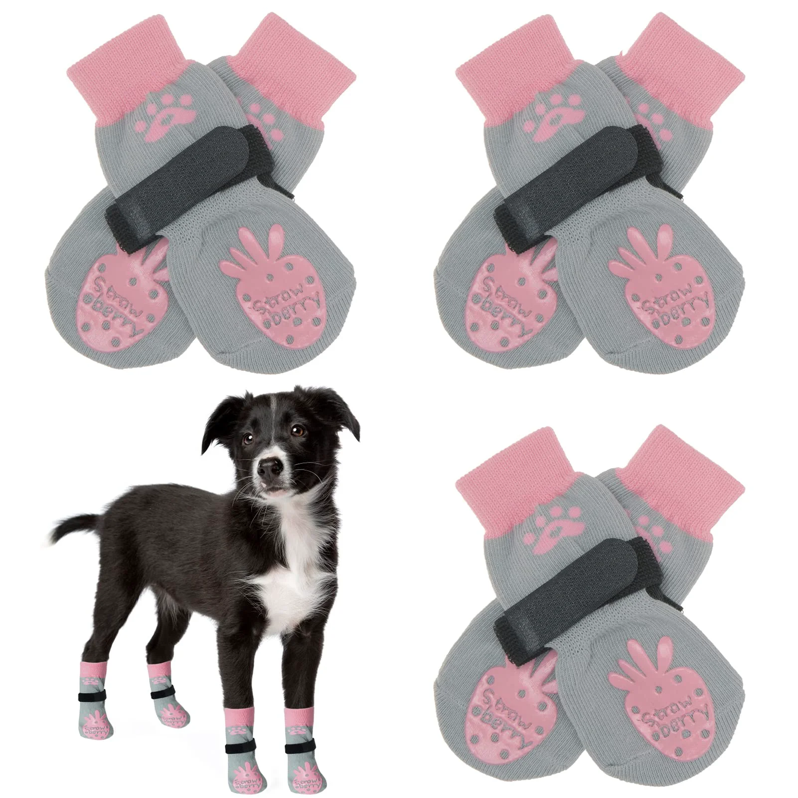 Optimized BEAUTYZOO Anti-Slip Dog Socks – Paw Protectors with Grips for Hot and Cold Pavement 6-Pack Sizes S-XL Enhanced
