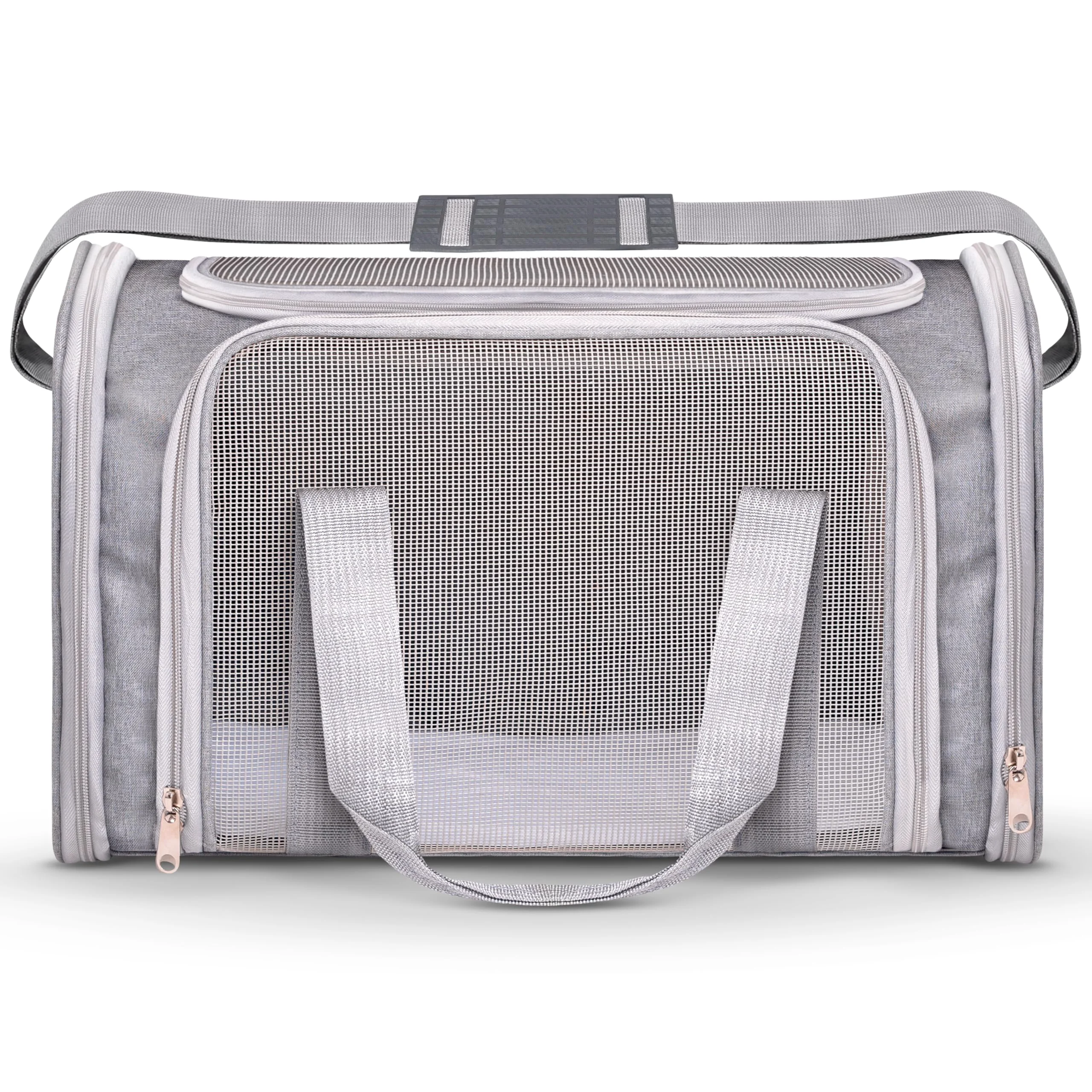 Lightweight Vertical-Pro Airline- Medium Pet Carrier for Cats Dogs – Foldable Grey Up to 15 lbs Safe