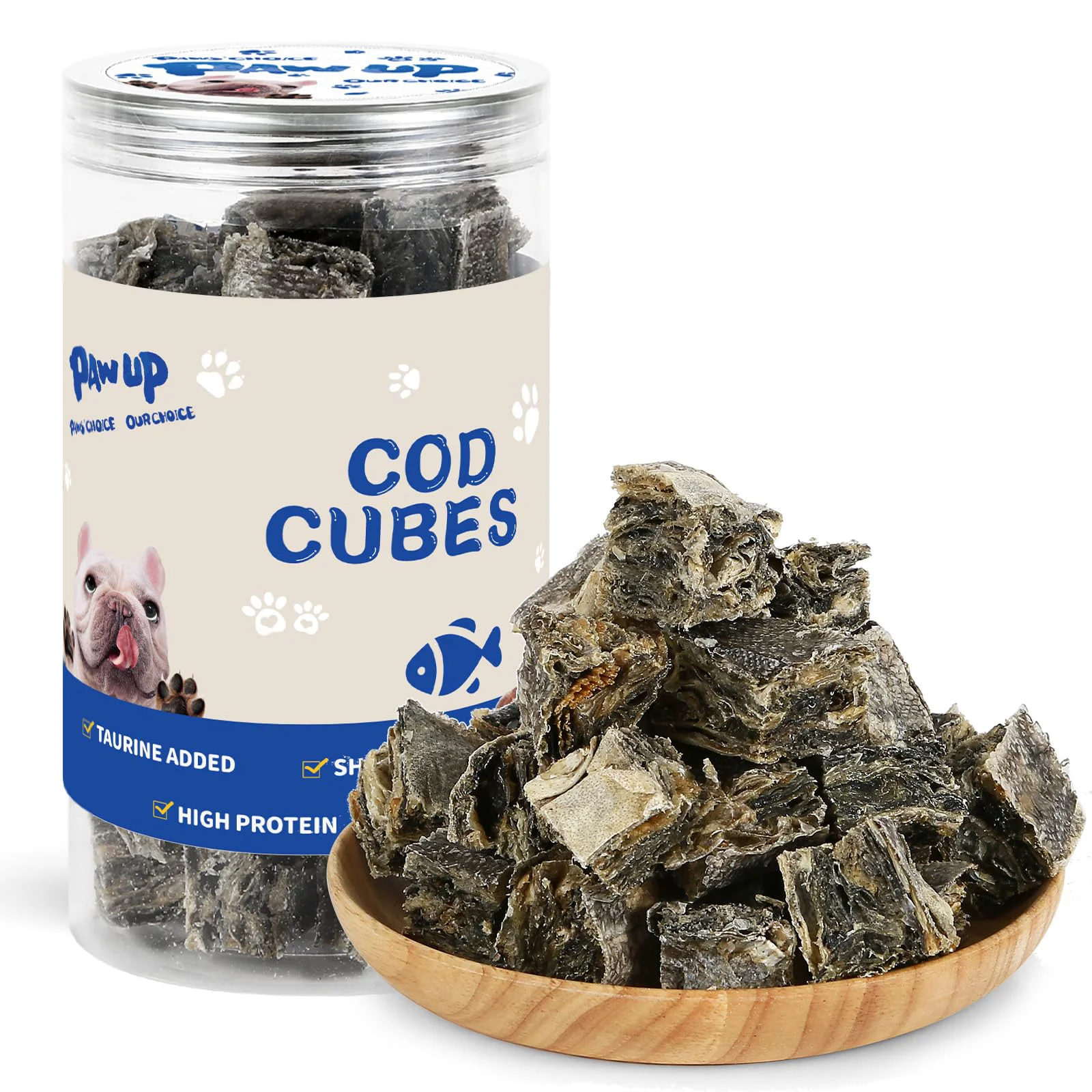 Consistent PAWUP Cod Skin Cubes Dog Treats — Grain- Taurine Omega-3 8 oz Exclusive