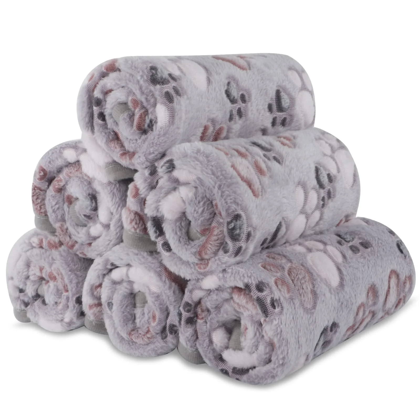 Practical BVAGSS 6 Pack Small Dog Blanket – Ultra-Soft Fleece Paw Print Pet Blankets MW003 Safe