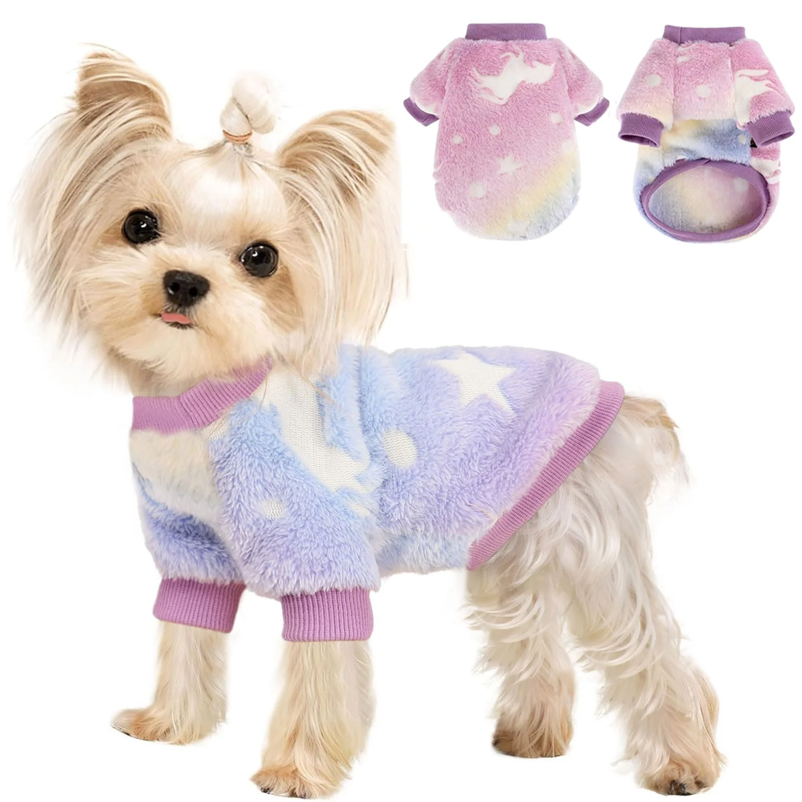 Easy-to-Use Kosiyi Small Dog Night Glow Fleece Sweater – Warm Pink Pullover for Small Dogs Size M Premium Material