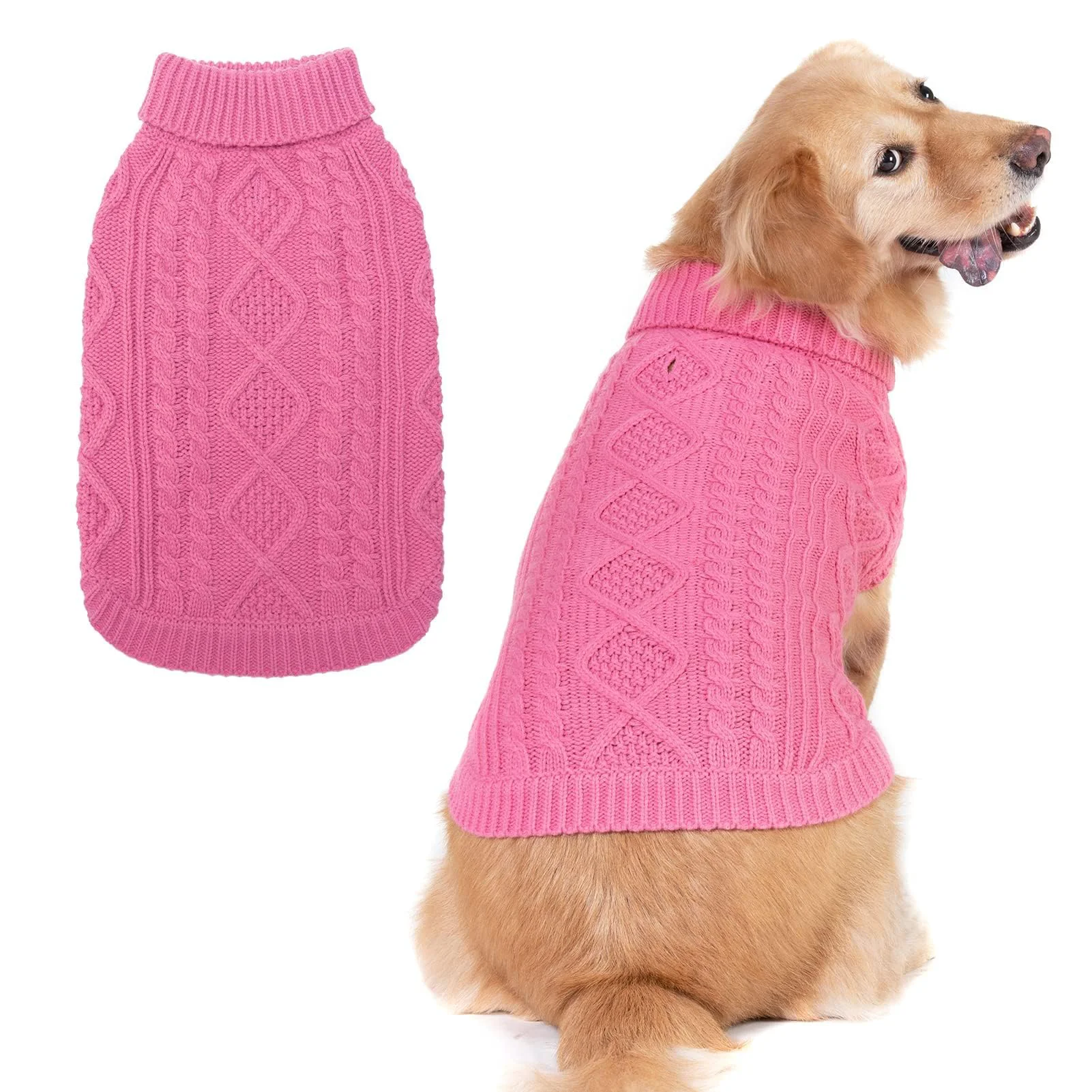 Selected BINGPET Thermal Knitted Dog Sweater — Cable Knit Turtleneck Pullover for Small Medium Large Dogs Advanced