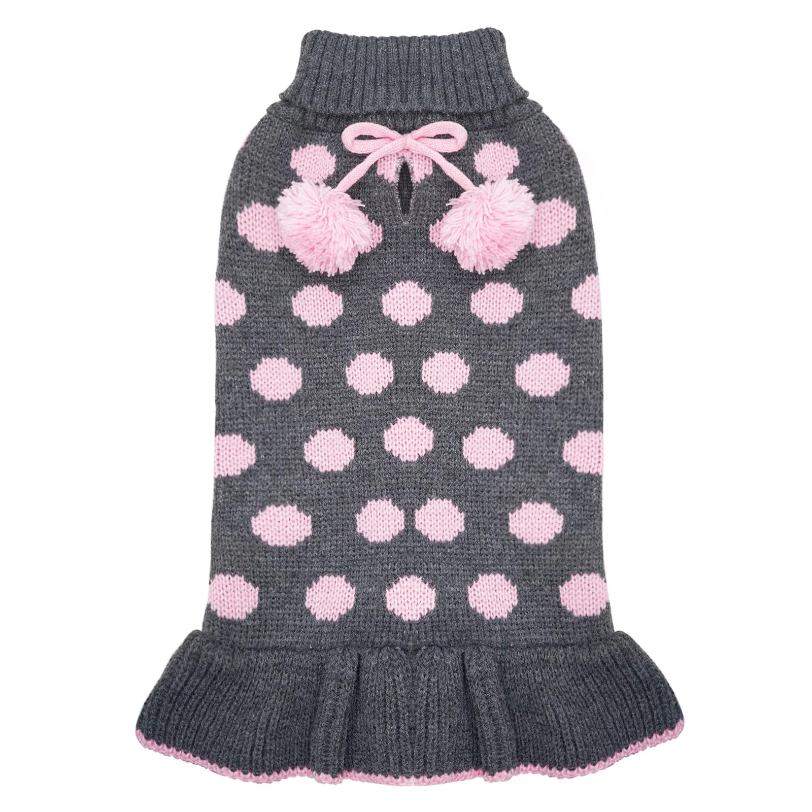 Relaxed KYEESE Polka Dot Knit Dog Sweater with Leash Hole for Small Dogs Powerful