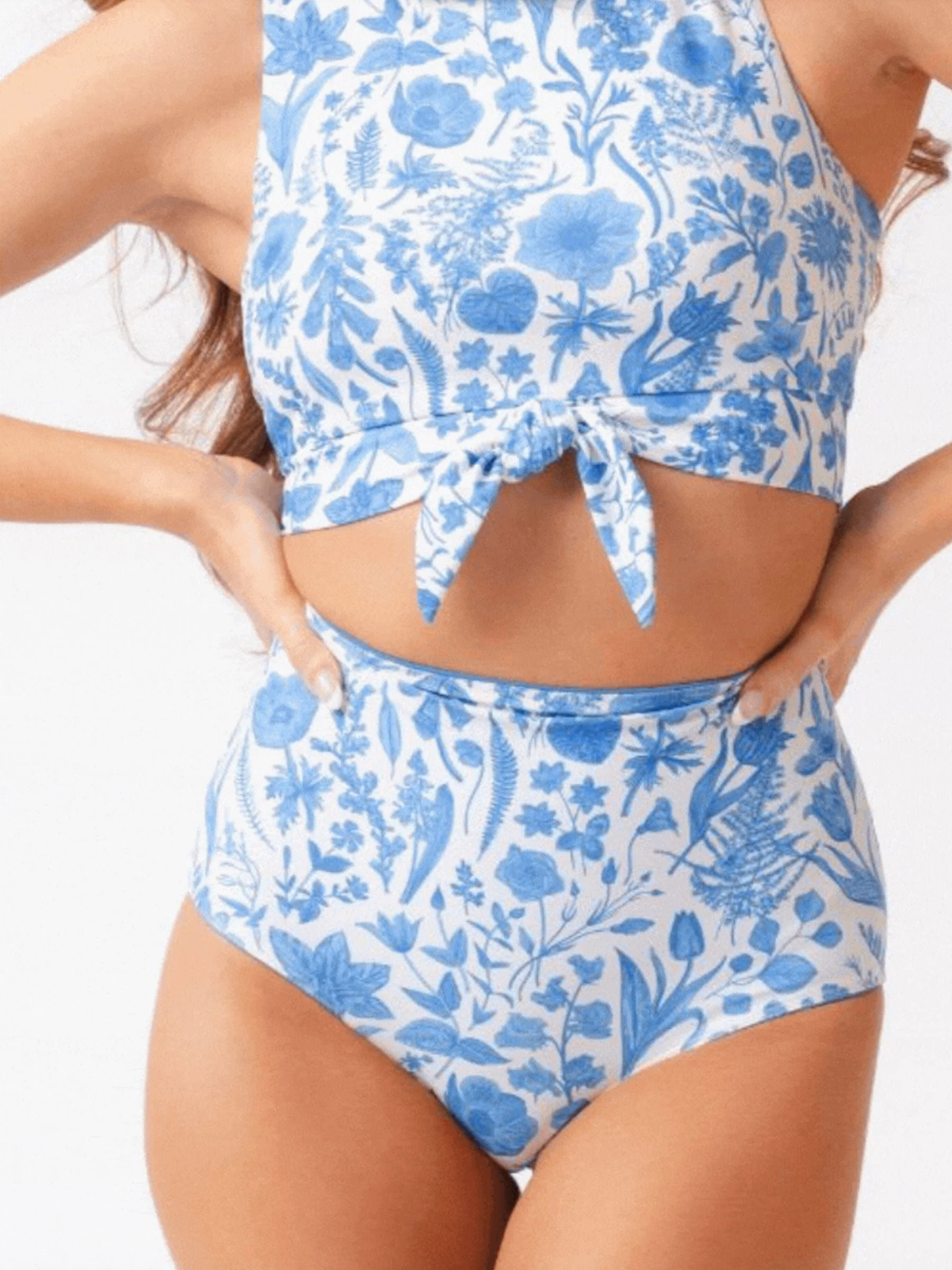 Premium Botany Floral Coastline Reversible Ultra High-Waist Bottom Versatile
