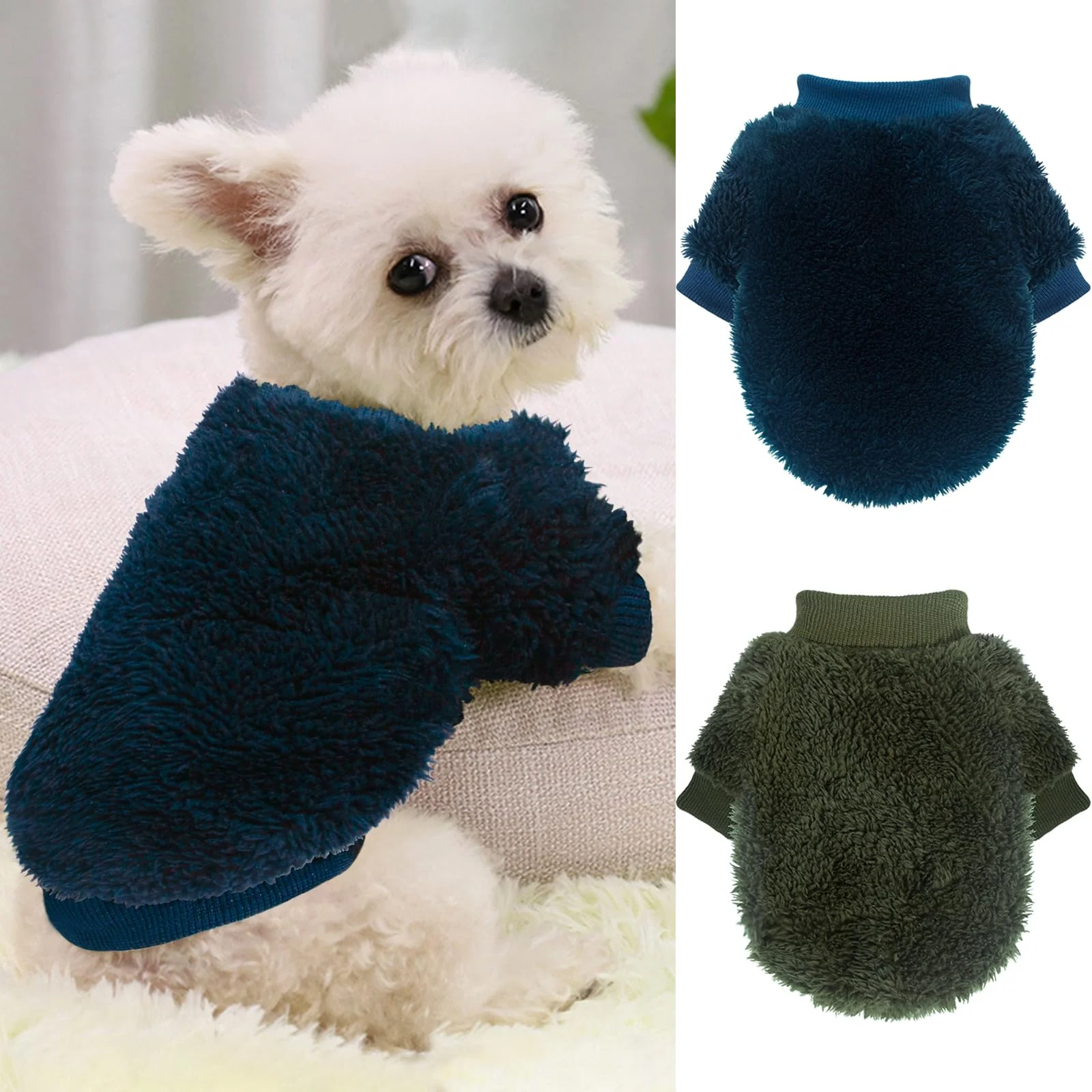 Premium Material 2 Pieces Dog Sweaters for Small Dogs Cozy Fleece Winter Puppy Clothes for Chihuahuas Pomeranians and More High-Performance