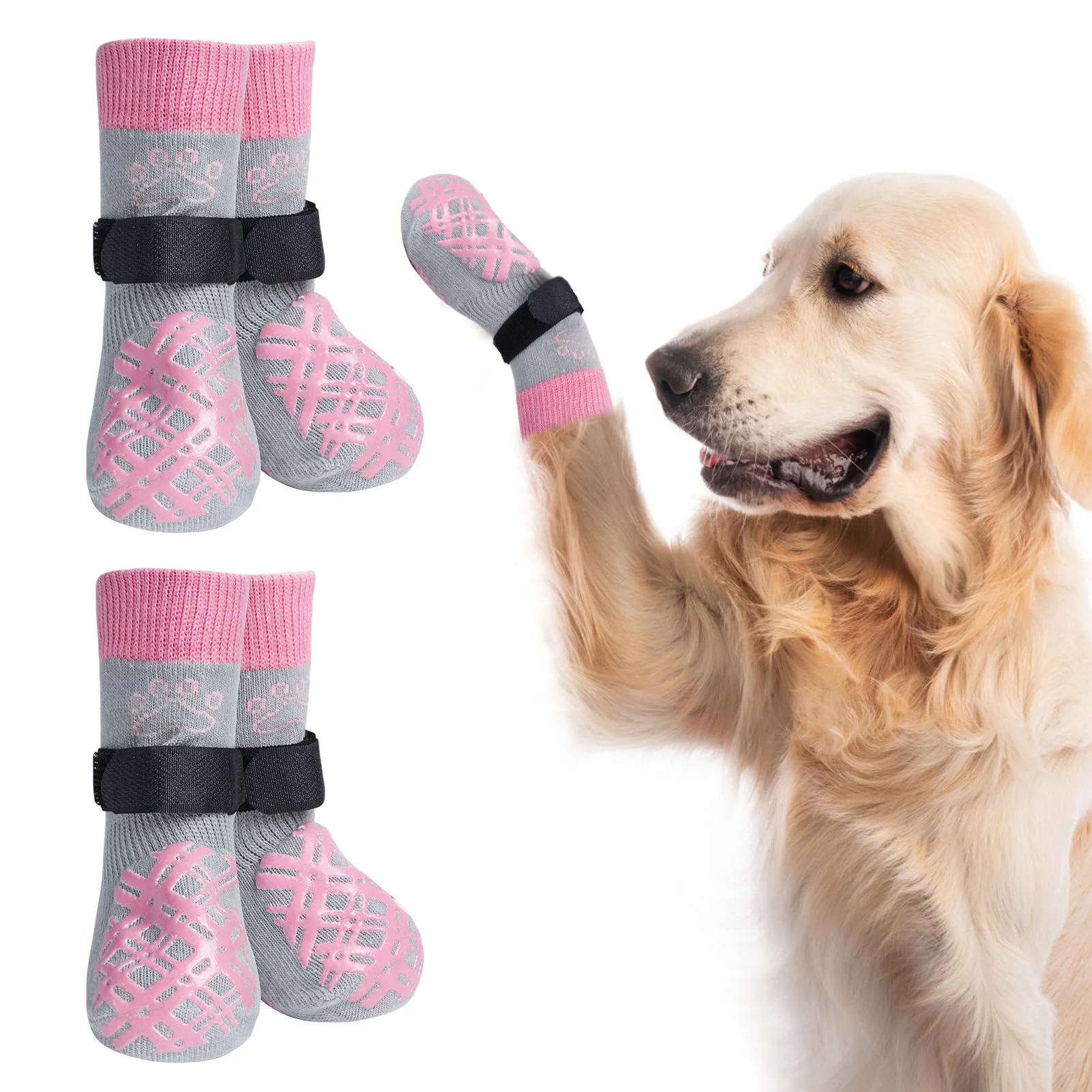 Refined BEAUTYZOO Dog Socks – Non-Slip Paw Socks for Traction Paw Protection 4-Pack Stylish