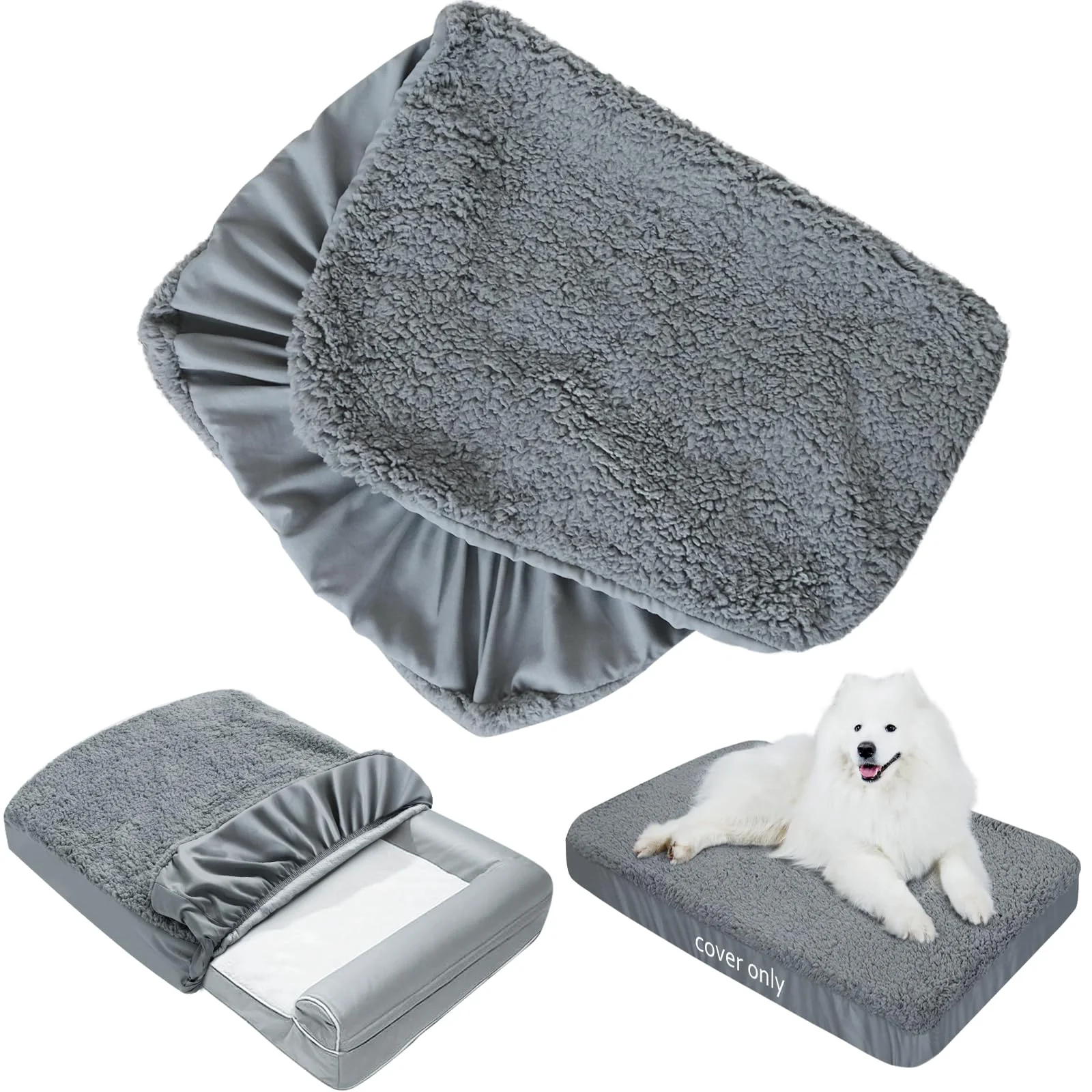 Eco-Friendly Moonsea Dog Bed Covers Soft Plush Waterproof Liner 36×27 in Grey Professional
