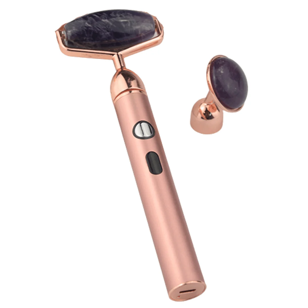 Green Rodillos faciales vibratorios intercambiables recargables por USB ZAQ Sana Amethyst – 3 velocidades Breathable