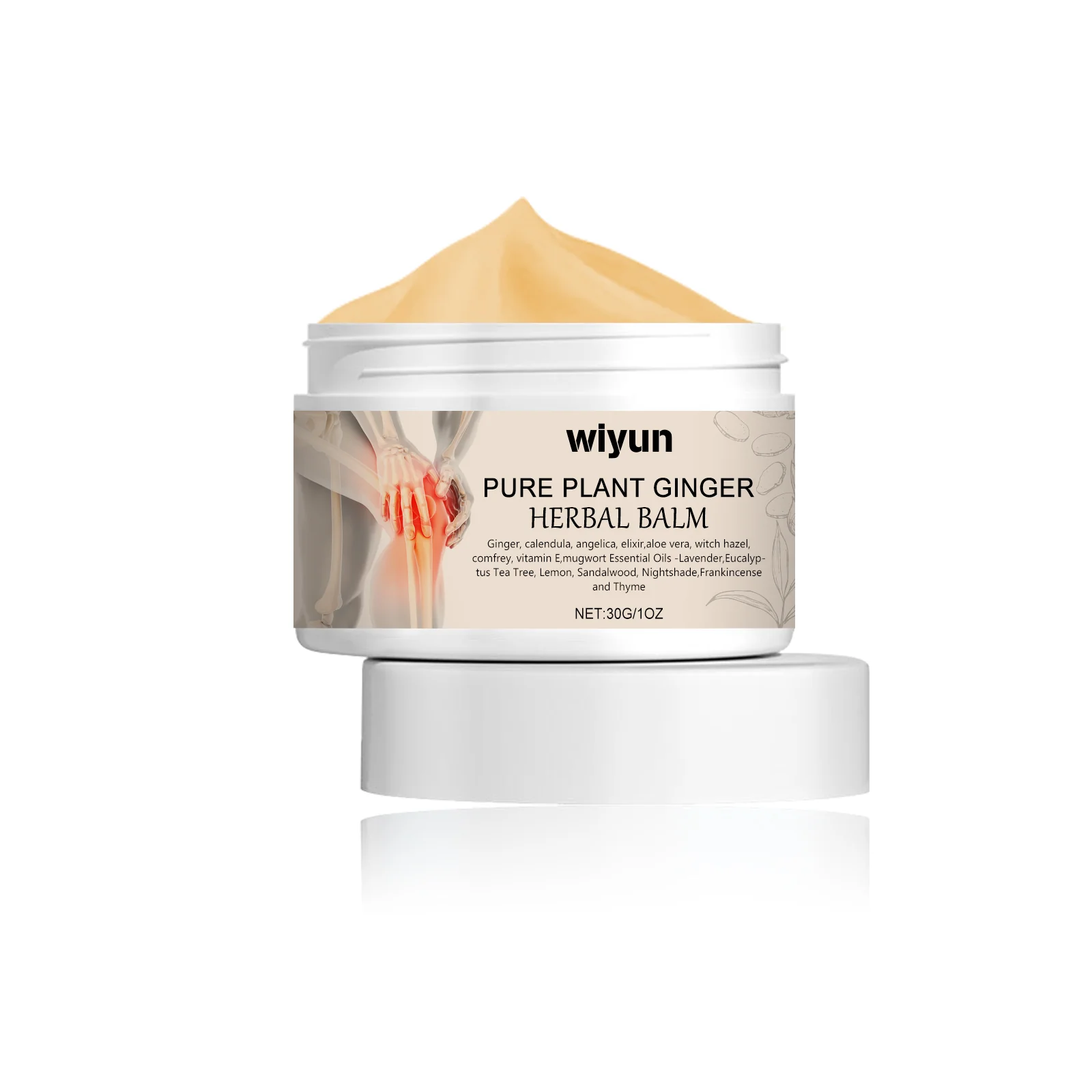Contemporary Pure Plant Ginger Herbal Balm – Warming Topical Skin Comfort Rub 50g Crafted