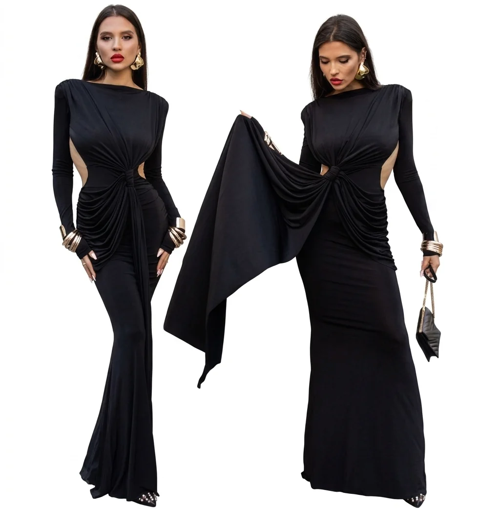 Premium Material Women’s Sexy Hot Girl Back Hollow-out Slim-fit Long Sleeve Dress Exceptional