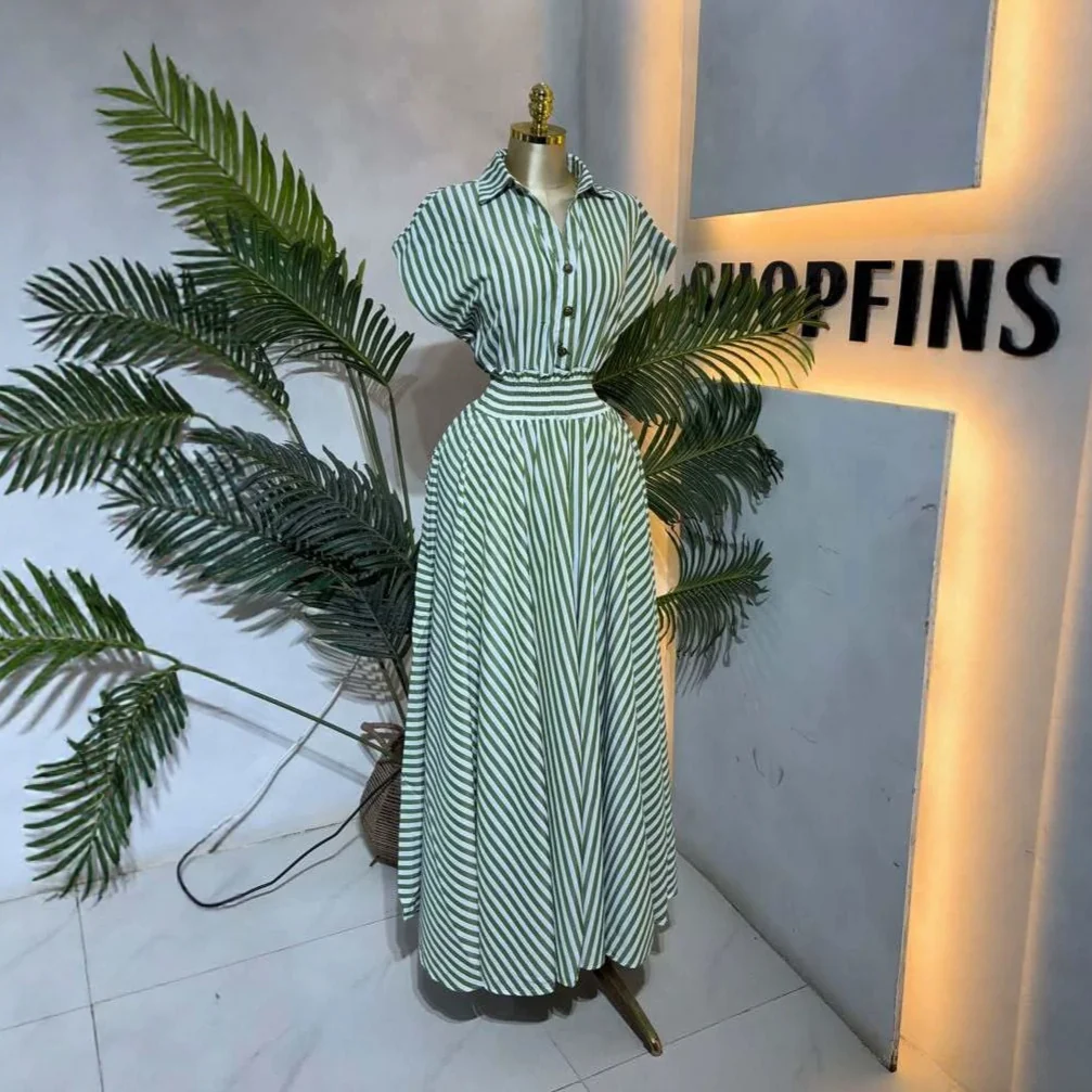 Sophisticated Womens Striped Defined-Waist Short-Sleeve Shirt Dress Trusted