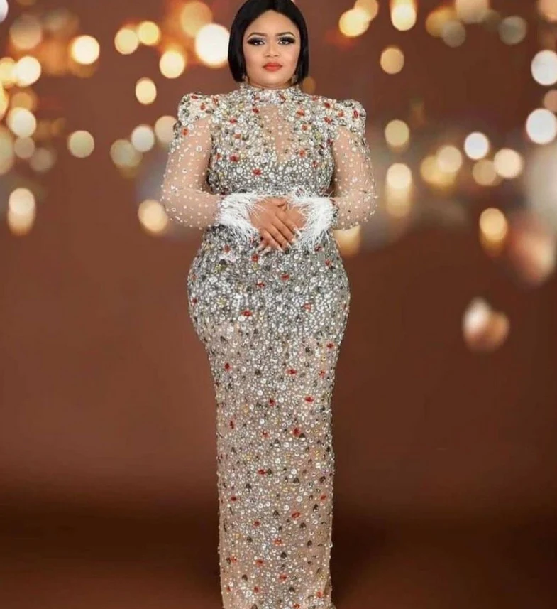 Dependable High-end Rhinestone Mesh Stretch European And American Slim Dress Clean