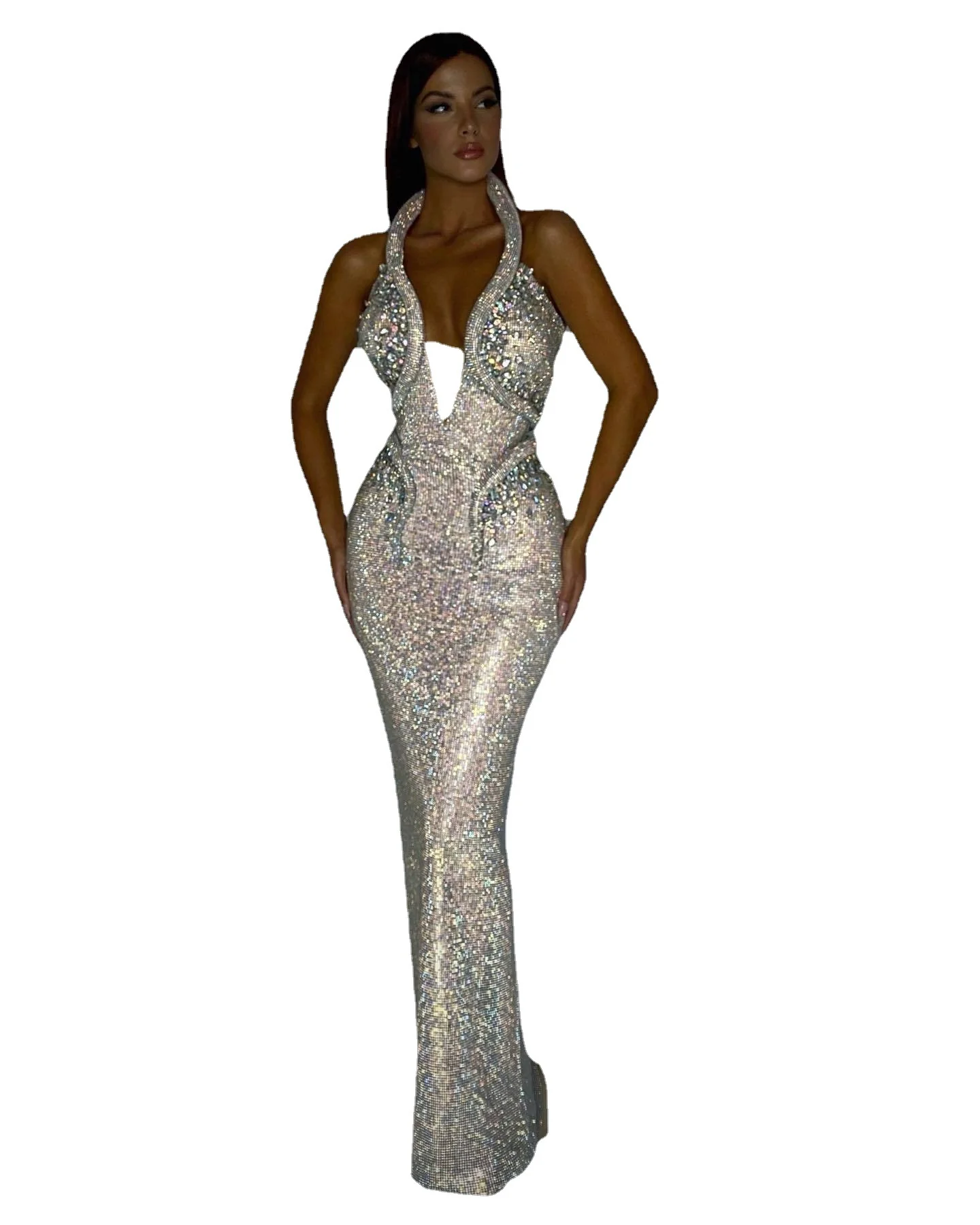 Reusable Sexy Sequined Banquet Dress Sheath Trailing Evening Dress Safe