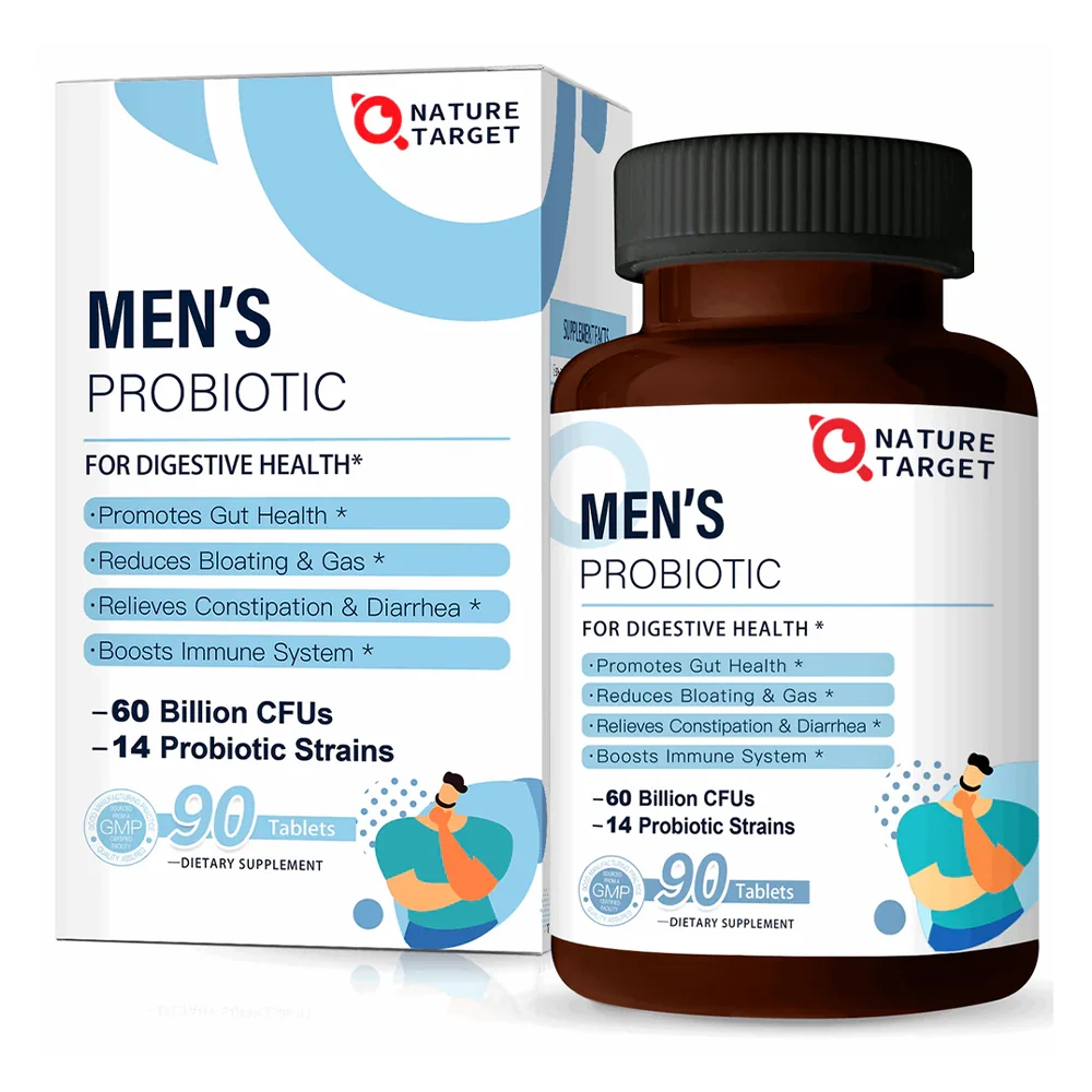 Dependable Men’s Probiotics 60 Billion CFUs 14 Strains Organic Prebiotics 90 Tablets Premium