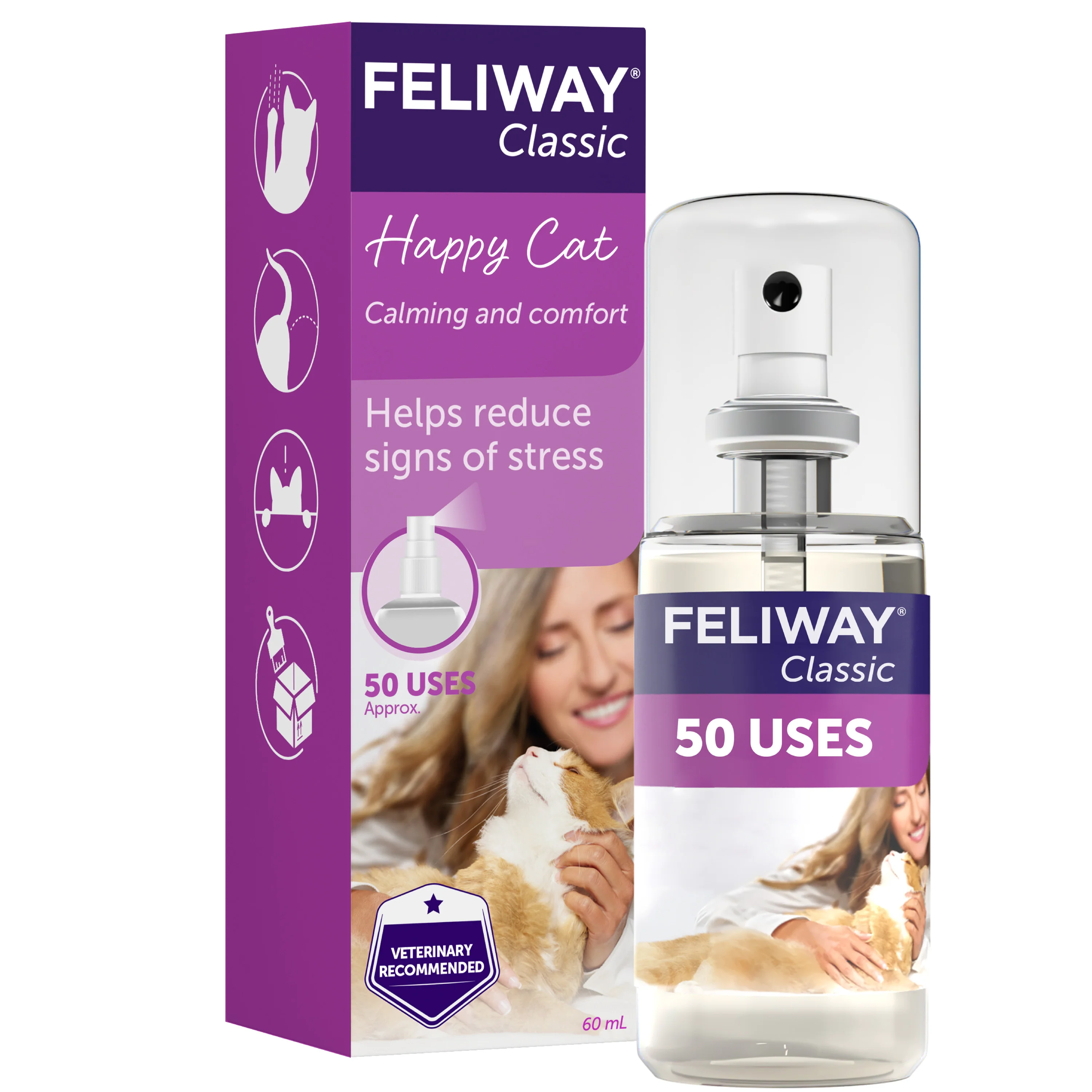 Enhanced Feliway Classic Calming Pheromone Spray for Cats 60ml Modern