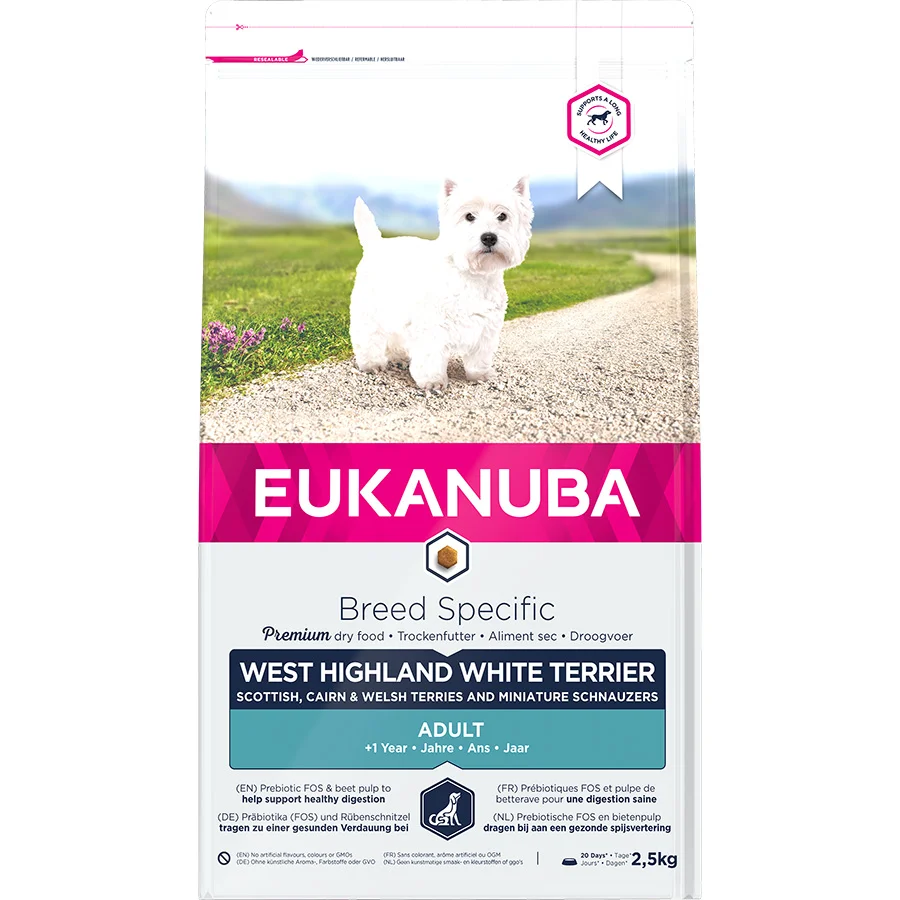 Luxury Eukanuba Breed Specific West Highland Terrier Adult Dry Dog Food Chicken 2.5kg Exclusive