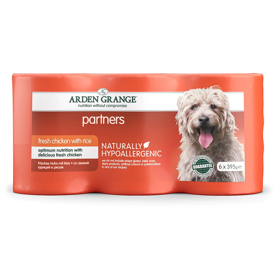 Smooth Arden Grange Partners Adult Wet Dog Food Chicken with Rice 6x395g Top-Quality