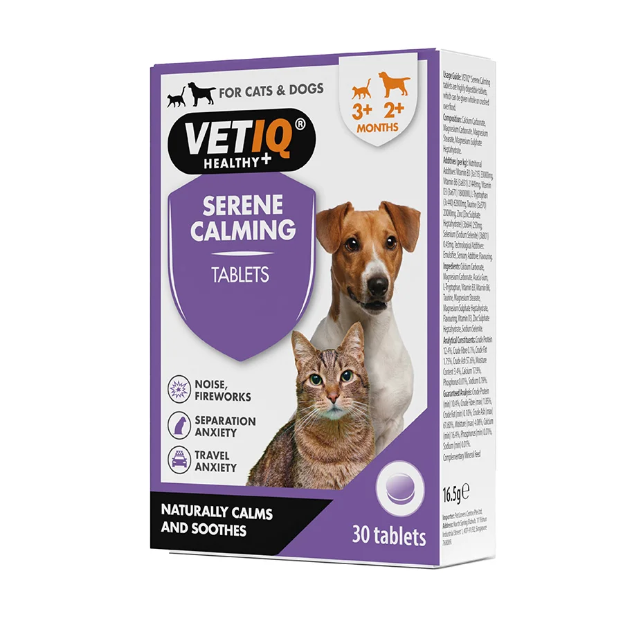 Minimalist VetIQ Serene Calming Tablets for Dog Cat 30 Pack Optimized