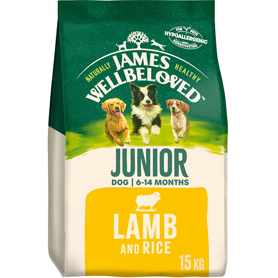 Refined James Wellbeloved Junior Dry Dog Food Lamb Rice 15kg Relaxed