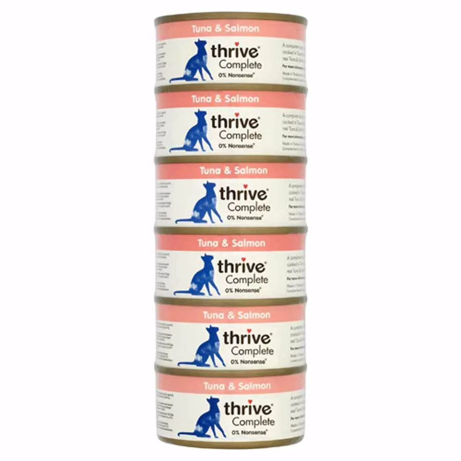 Lightweight Thrive Complete Wet Adult Cat Food Tuna with Salmon 6x75g Dependable