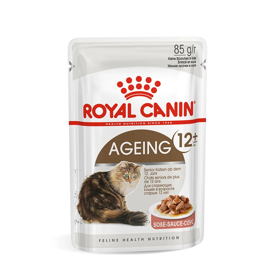 Traditional Royal Canin Feline Ageing 12 Wet Senior Cat Food in Gravy 12x85g Flexible