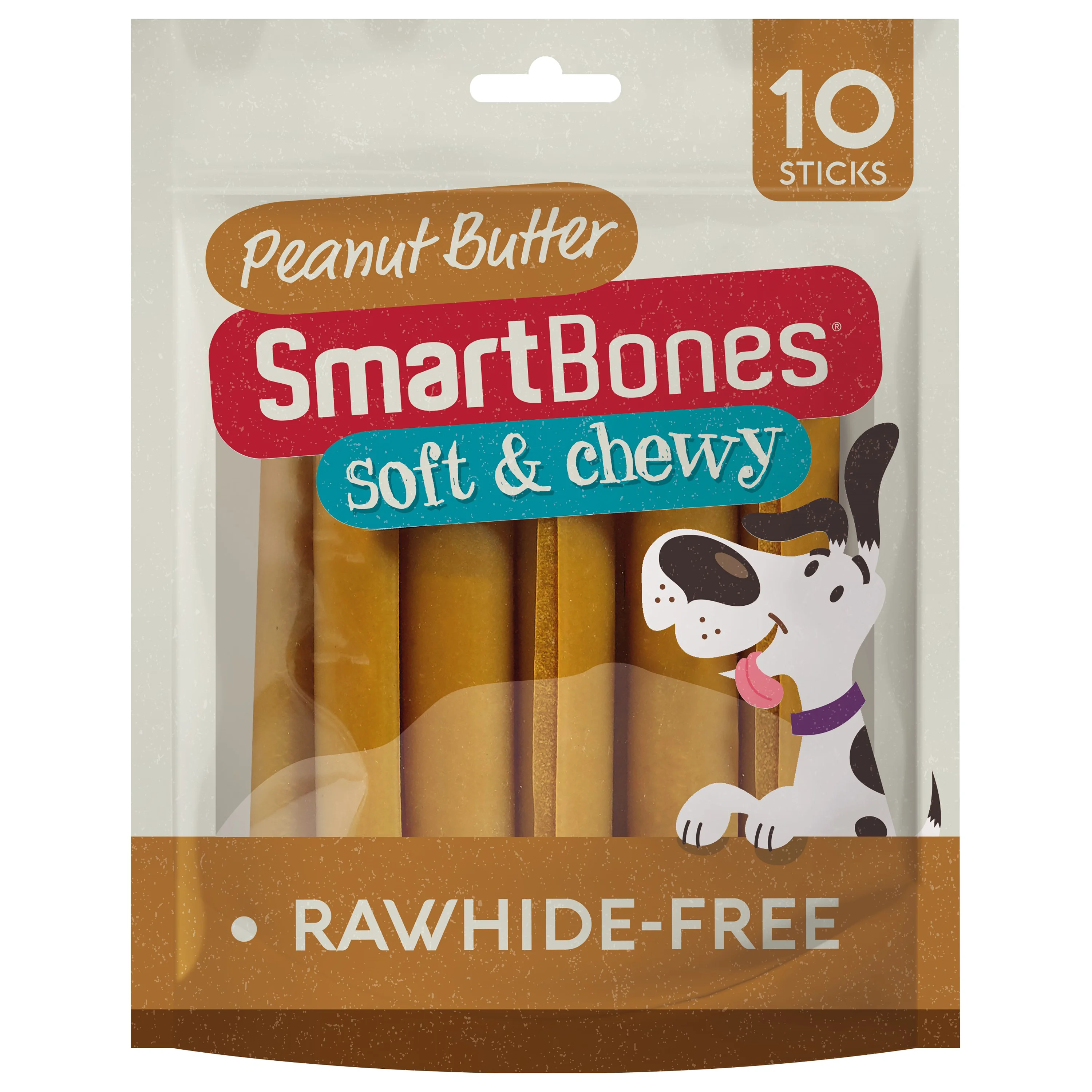Convenient SmartBones SmartSticks Rawhide Dog Chew Peanut Butter 10 Pack 200g Soft