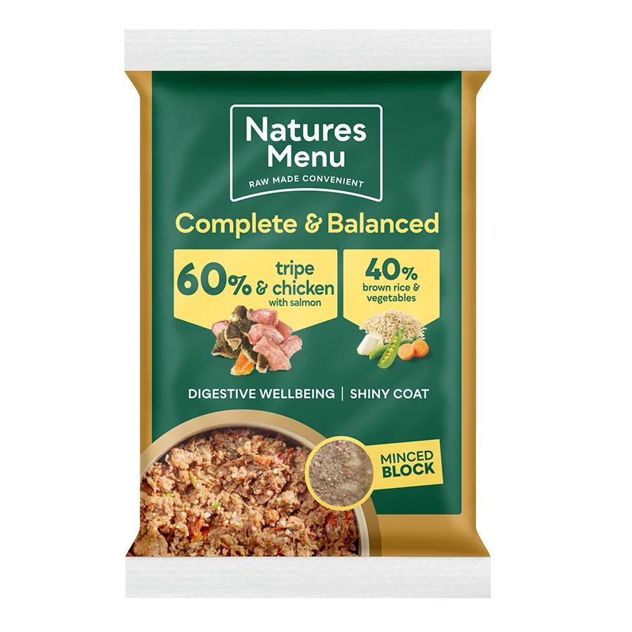 Premium Material Natures Menu Frozen Complete Dog Food Chicken Tripe 12x300g Organic