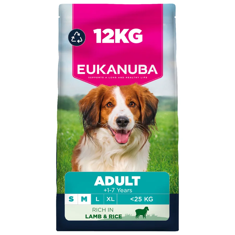 Flexible Eukanuba Small Medium Adult Dry Dog Food Lamb Rice 12kg Elite