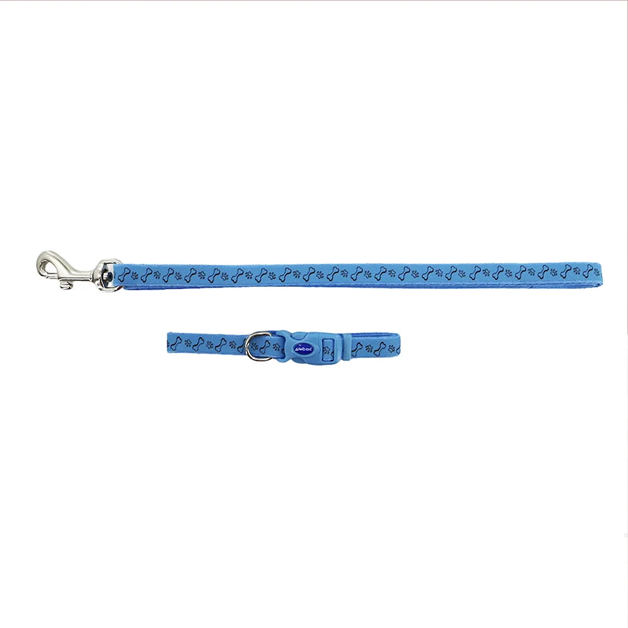 Efficient Ancol Dog Puppy Collar Lead Set Blue Small Solid