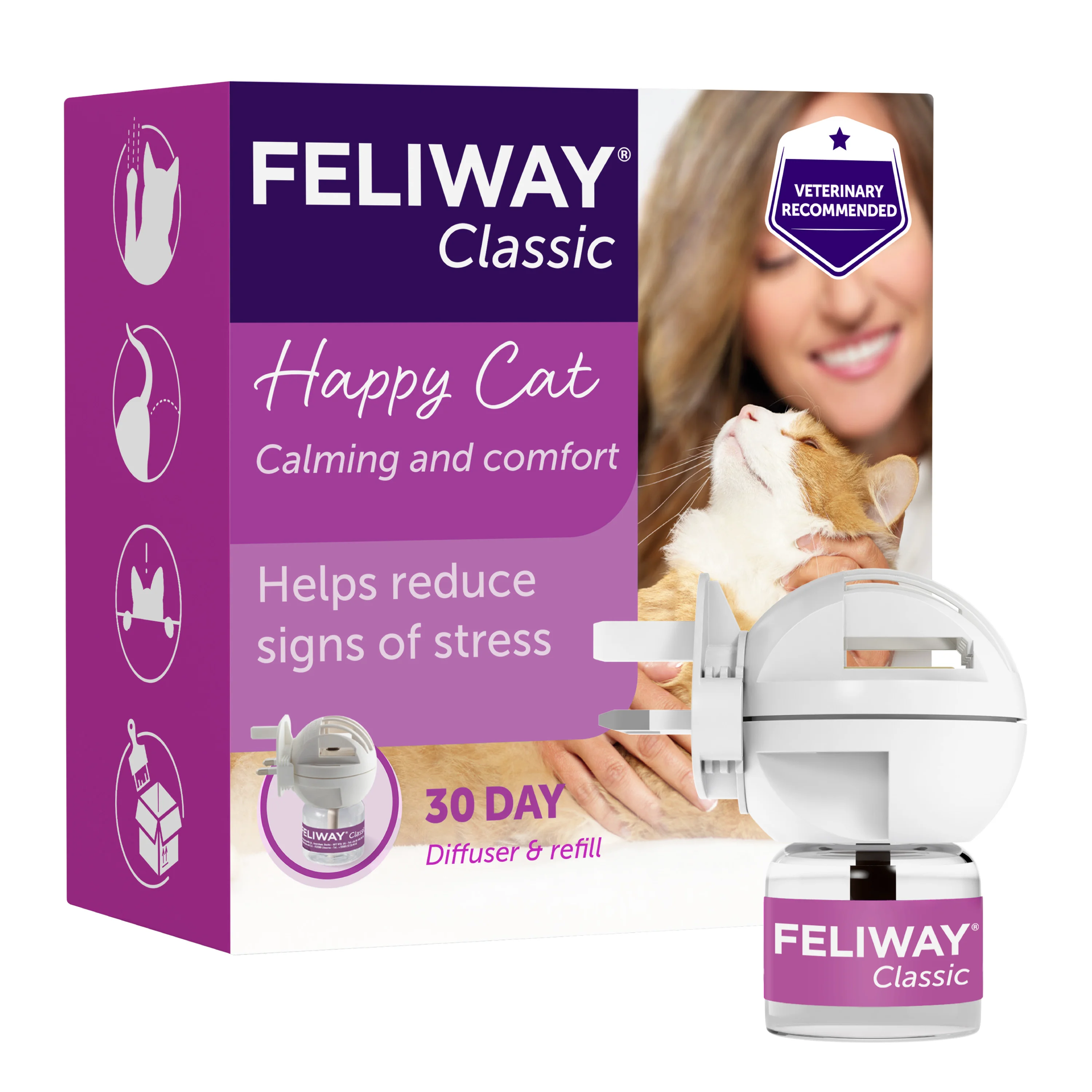 Feliway Classic Kitten Cat Pheromone Diffuser Refill Starter Kit 48ml Stylish