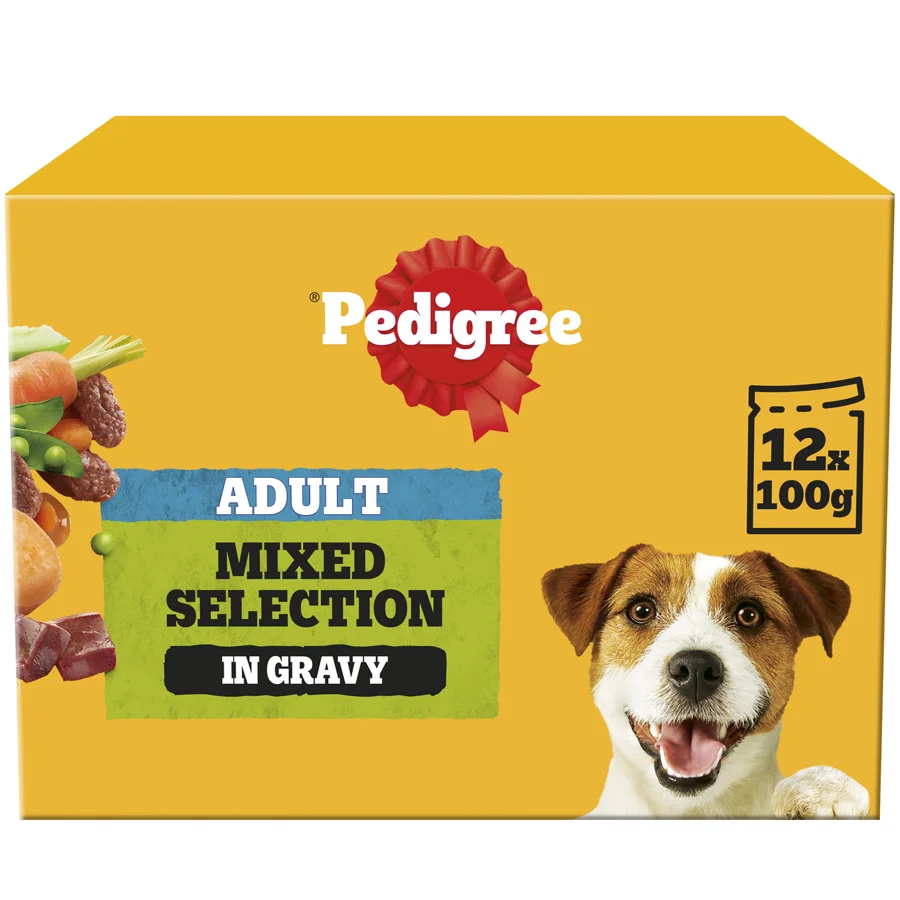 Contemporary Pedigree Adult Wet Dog Food Mixed Gravy 12x100g Casual