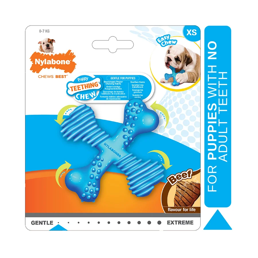 Dependable Nylabone Dura Chew X Bone Beef Puppy Toy X Small Consistent
