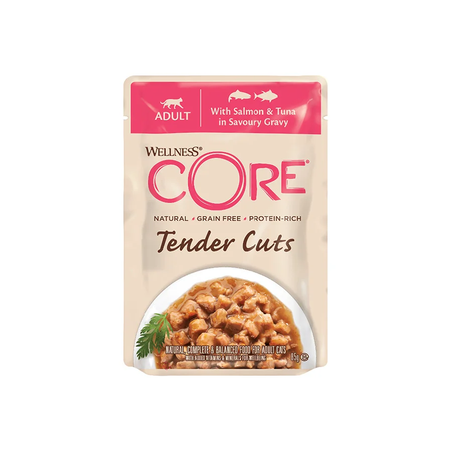 Practical Wellness Core Tender Cuts Adult Wet Cat Food Salmon Tuna Innovative