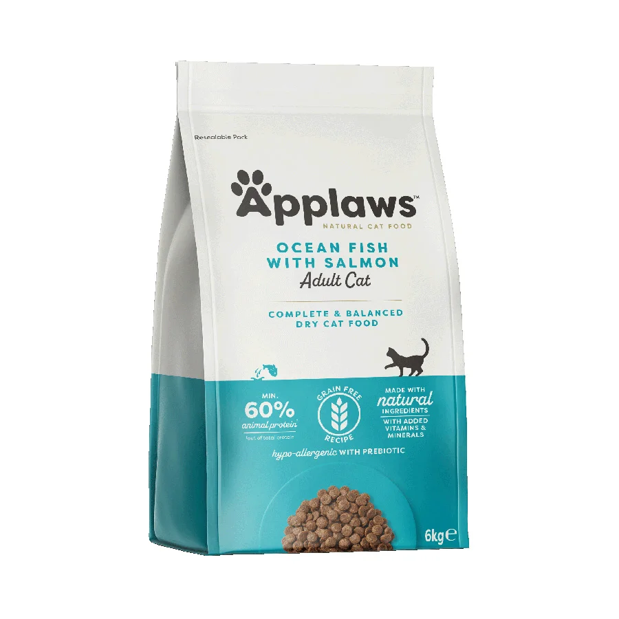 High-End Applaws Complete Balanced Grain Dry Adult Cat Food Fish with Salmon 6kg Natural