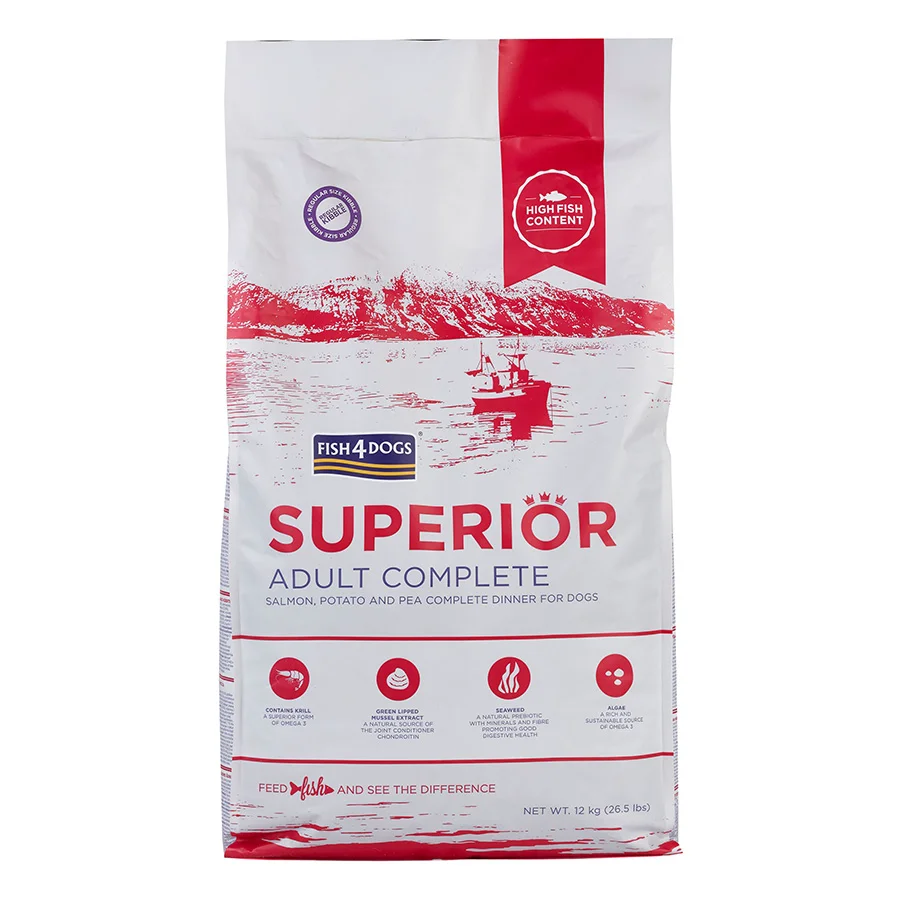 High-Grade Fish4Dogs Superior Complete Regular Kibble Adult Dry Dog Food Salmon 12kg Clean