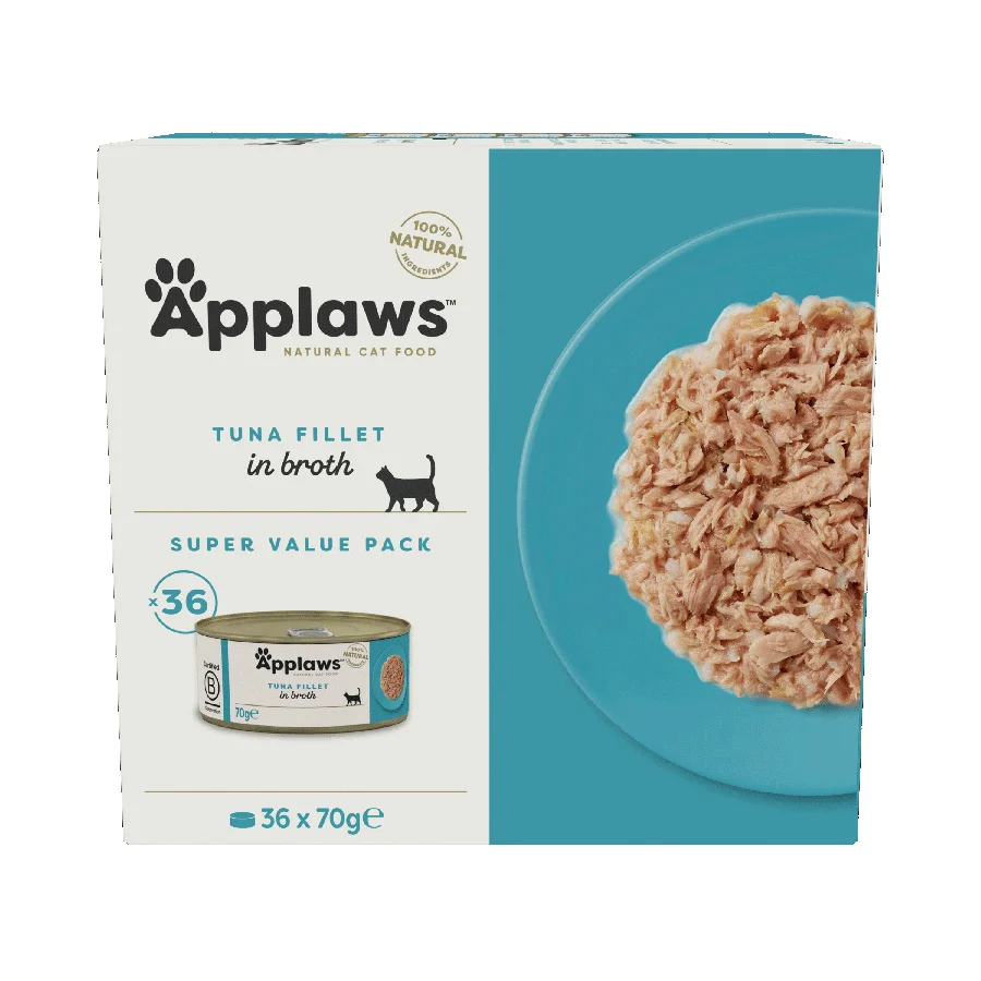 High-Grade Applaws Natural Wet Adult Cat Food Tuna Fillet in Broth Authentic