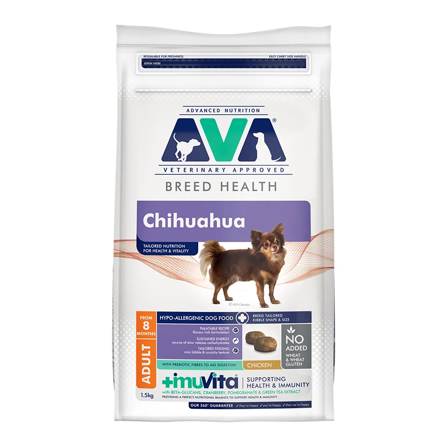 Versatile AVA Breed Health Chihuahua Dry Dog Food Chicken 1.5kg Specialty