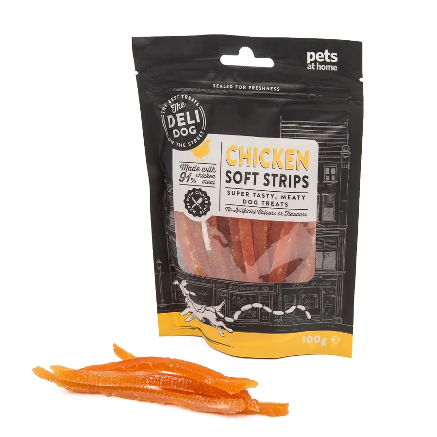 Prestigious The Deli Dog Soft Chicken Strips Dog Treats 100g Elite