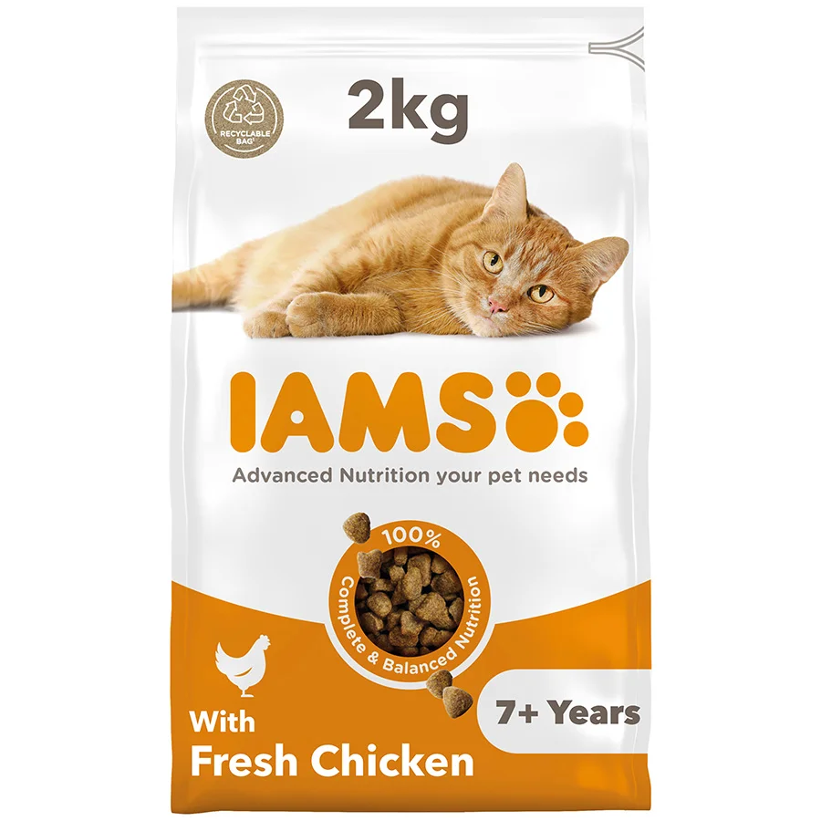 Verified Iams Senior Dry Cat Food Chicken 2kg Fast
