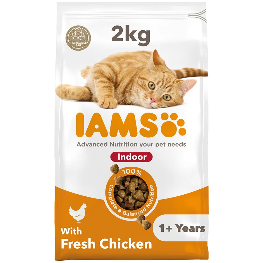 Lightweight Iams Indoor Adult Dry Cat Food Chicken 2kg Verified