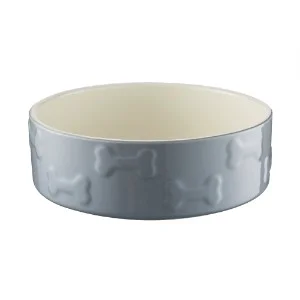 Recyclable Mason Cash Signature Bone Dog Bowl Grey Premium