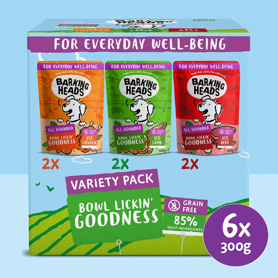 Healthy Barking Heads Adult Wet Dog Food Mixed 6x300g Official