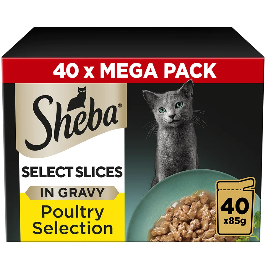 Reusable Sheba Select Slices Adult Wet Cat Food Poultry In Gravy 40x85g Fine Crafted