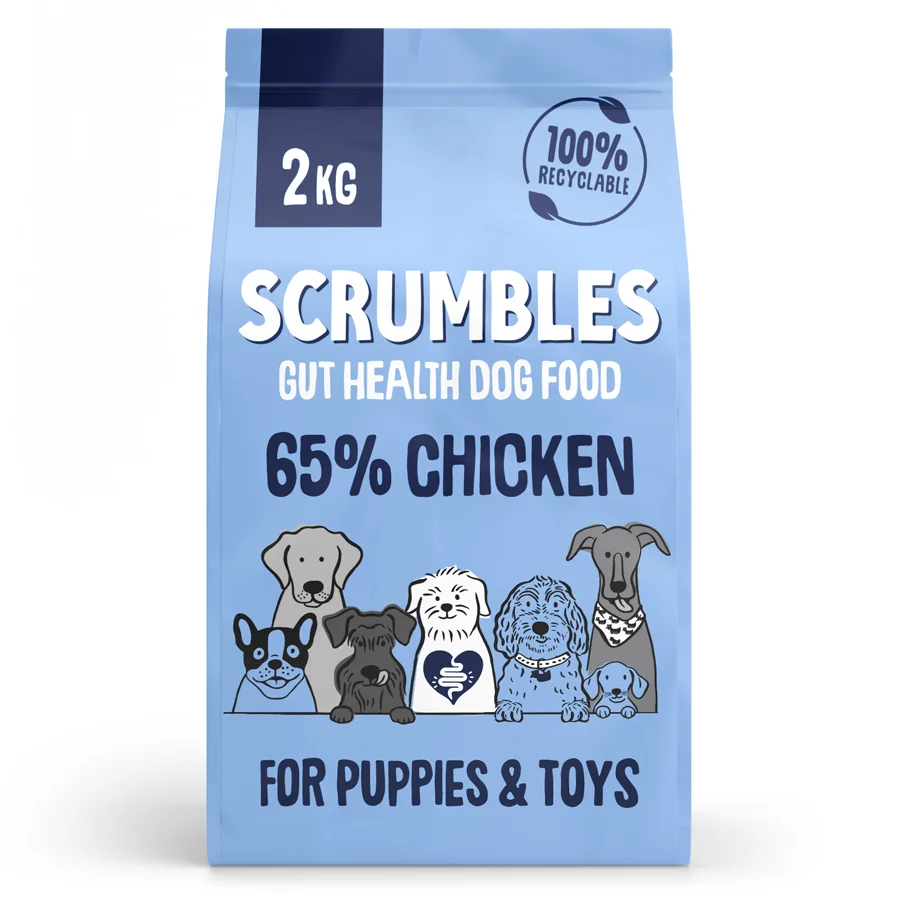 High-Grade Scrumbles Complete Natural Puppy Toy Breed Dry Dog Food Chicken 2kg Casual